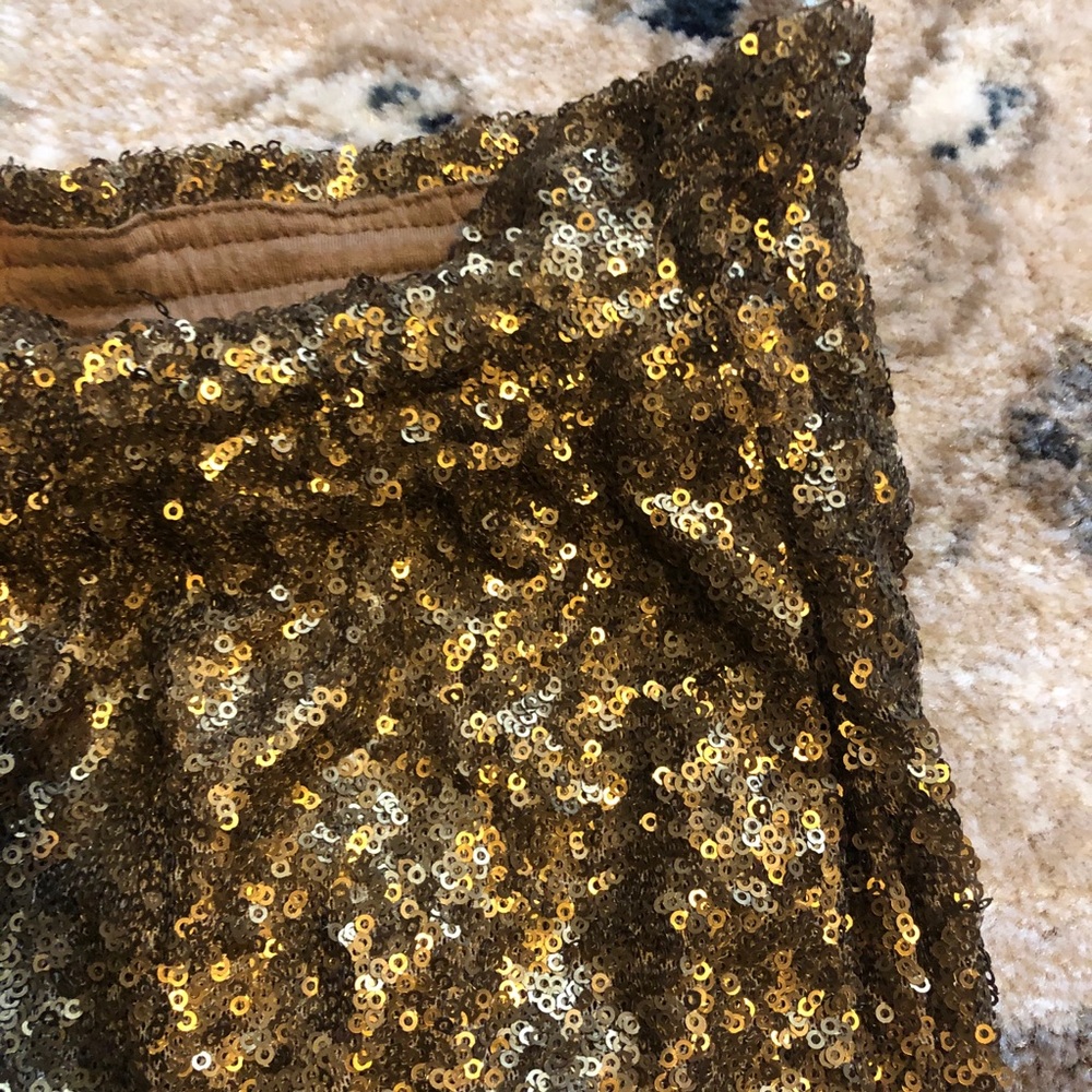 JOE FRESH brown/gold sequin mini skirt